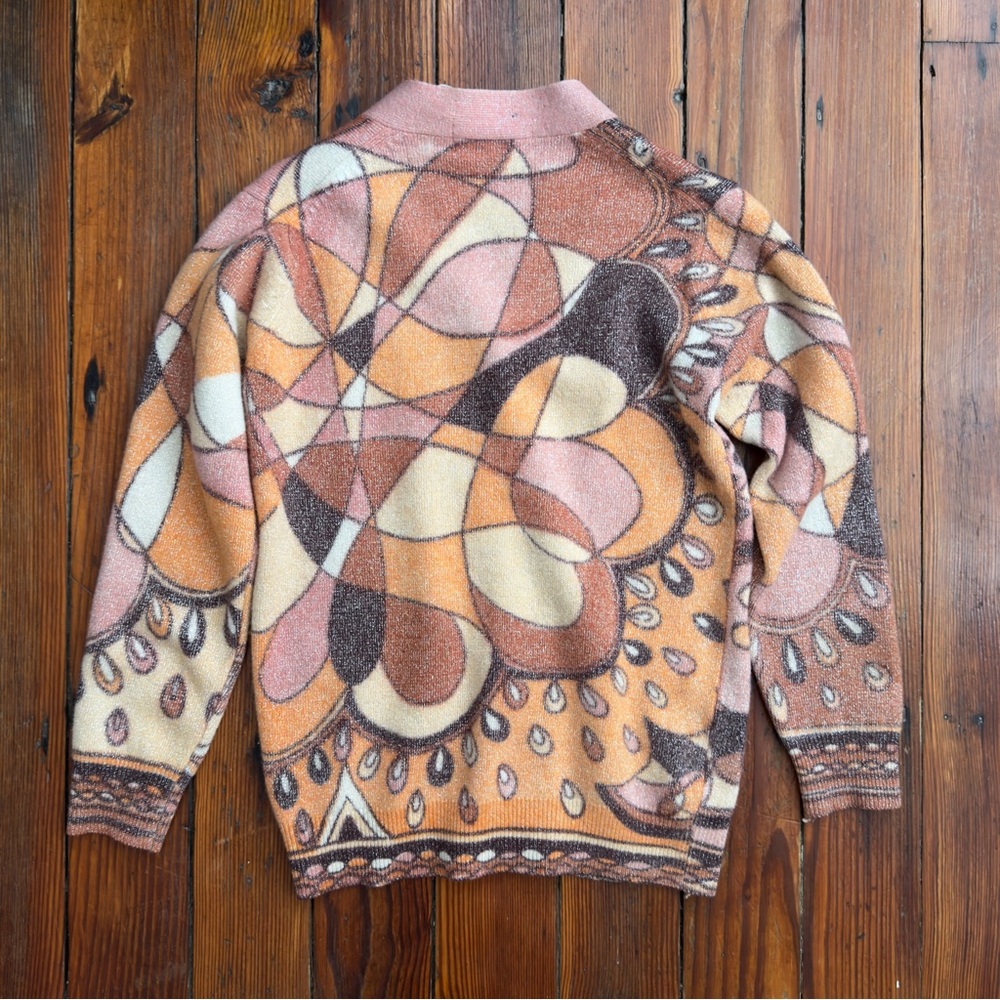 Rare vtg 60s Jacob Belle angora rabbit hair & lambswool metallic knit cardigan - Picture 5 of 11